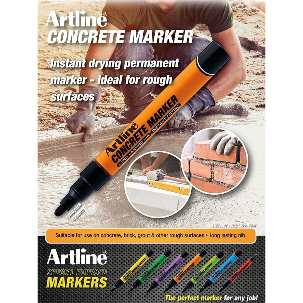 Marker pentru beton Artline, corp plastic, vârf rotund 1.5mm, negru - 2 | YEO