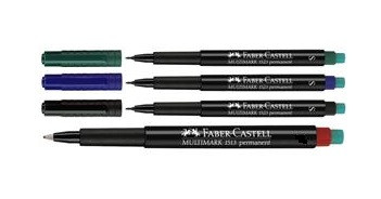 Marker permanent cu radieră Faber-Castell Multimark, diverse culori, vârf S