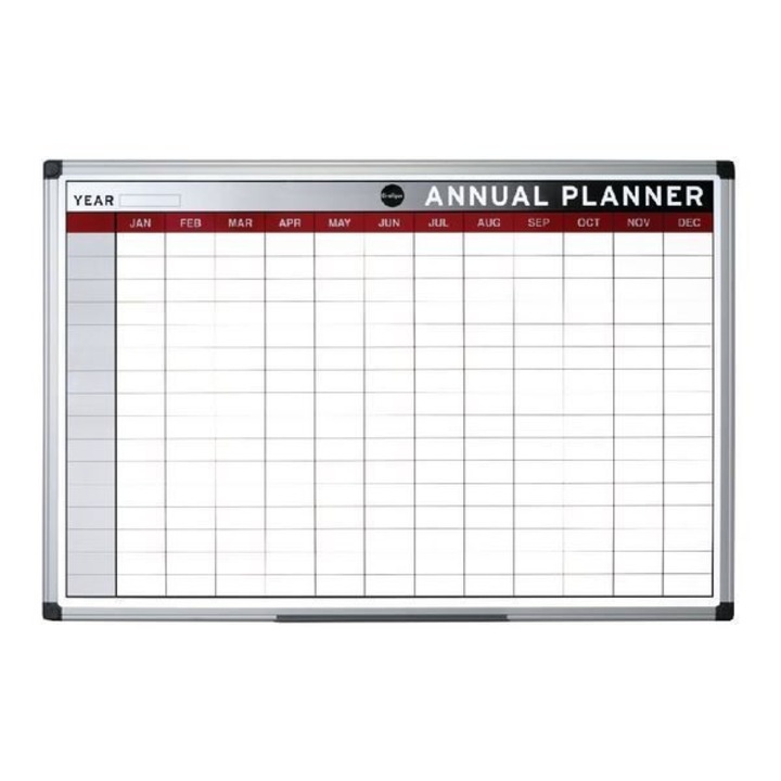 Organizator magnetic anual pe zile, orizontal, ramă aluminiu, 60x90 cm, Bi-Office