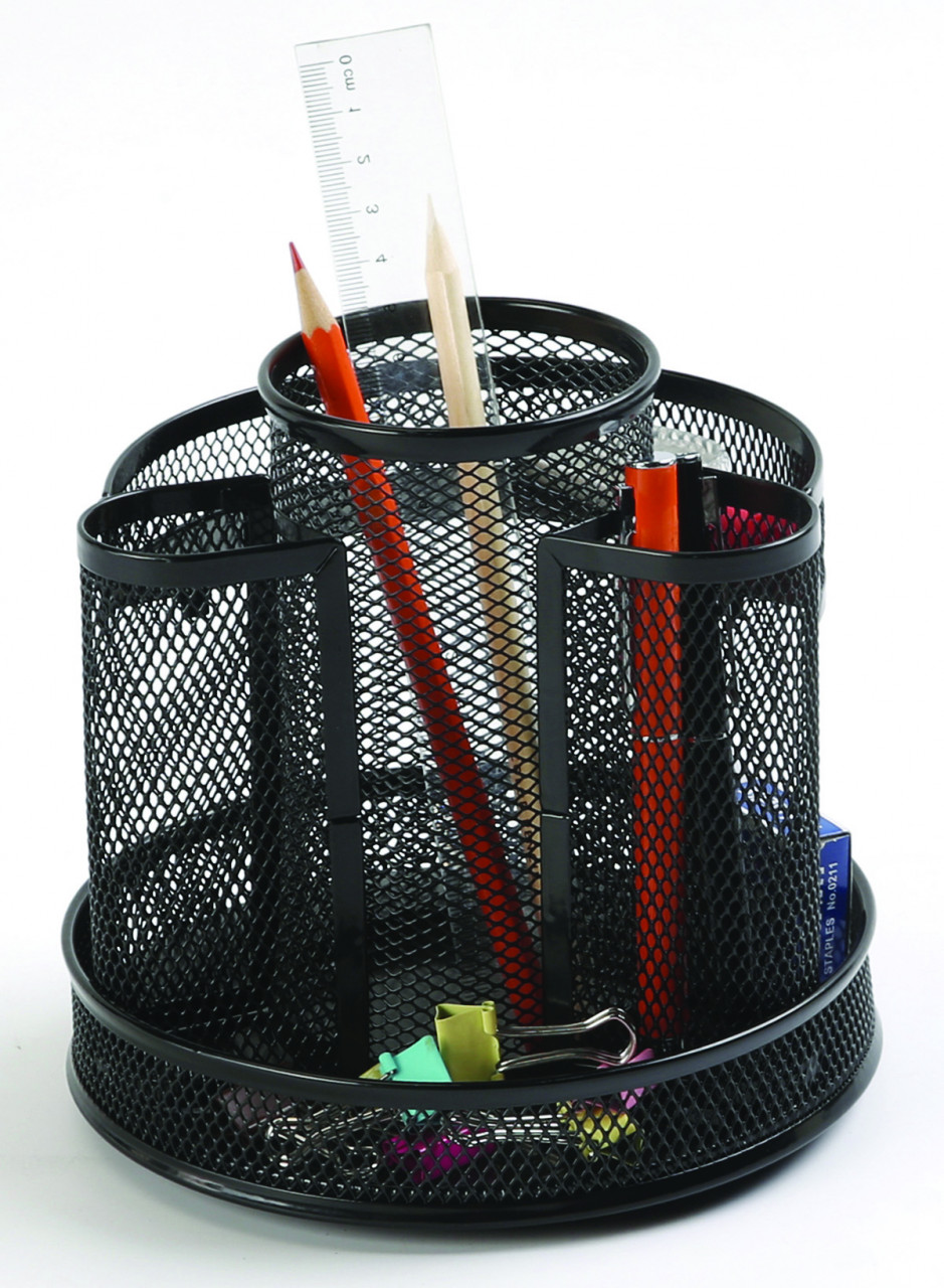 Organizer metalic Mesh, de birou, rotativ, Q-Connect - negru
