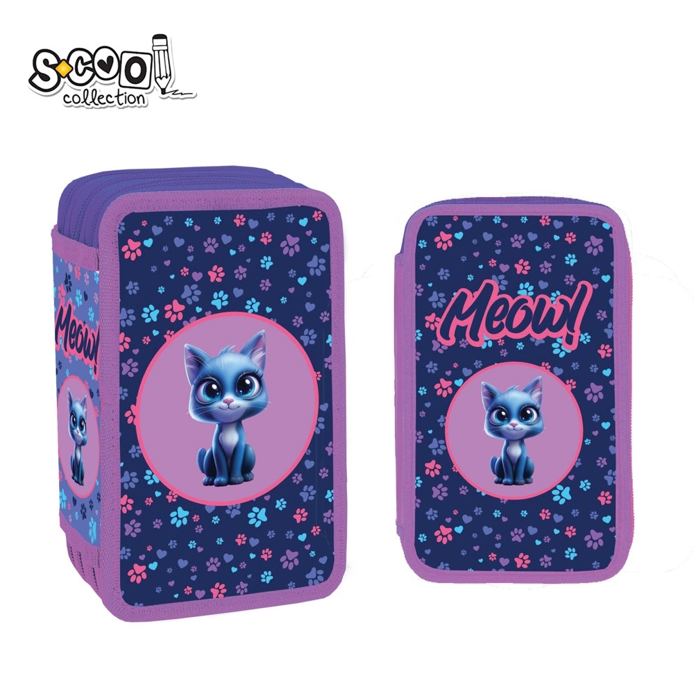 Penar fete echipat S-COOL Meow, 3 fermoare, 39 piese, 14x6.5x20 cm