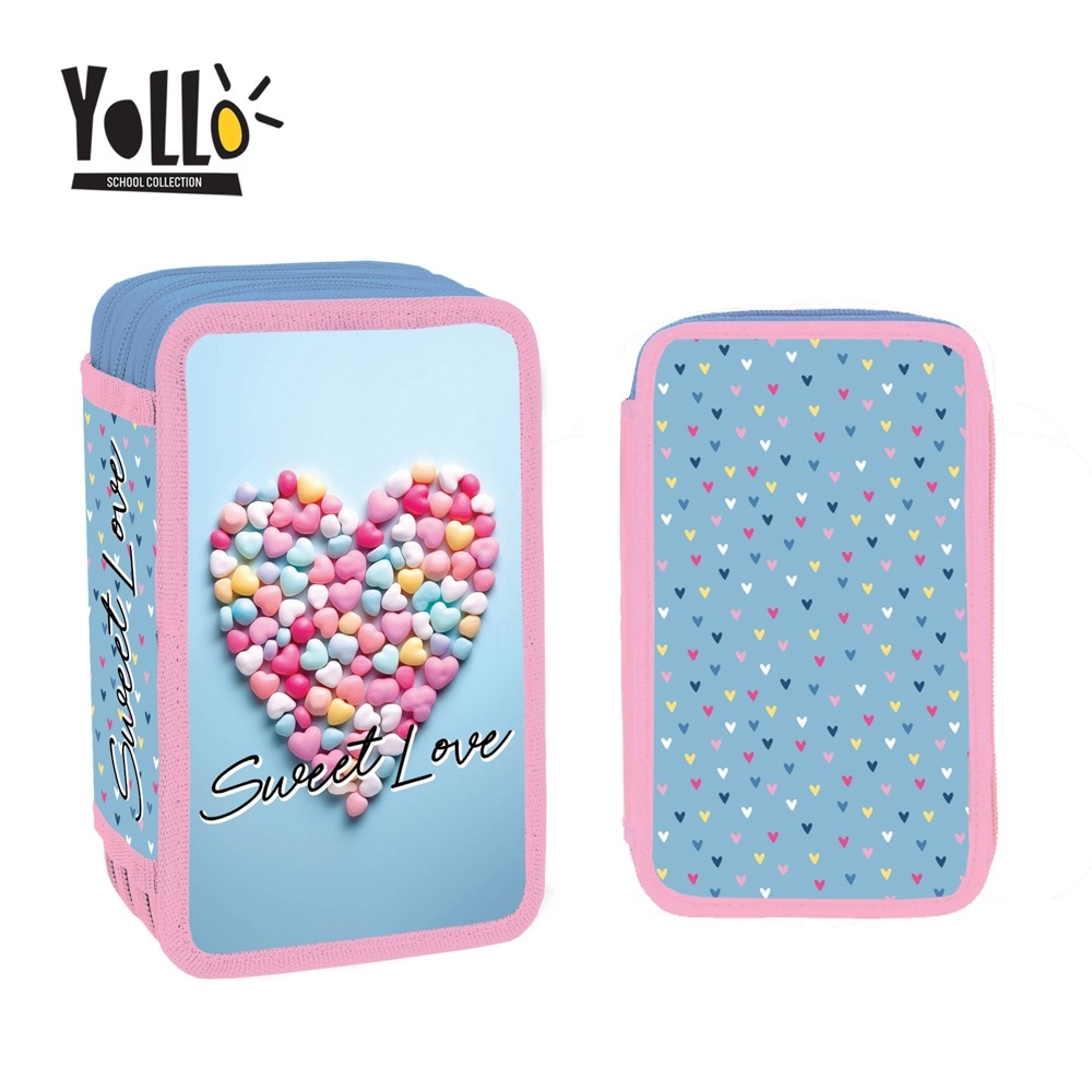 Penar fete echipat Yollo Sweet love, 3 fermoare, 38 piese, 14x6.5x20 cm