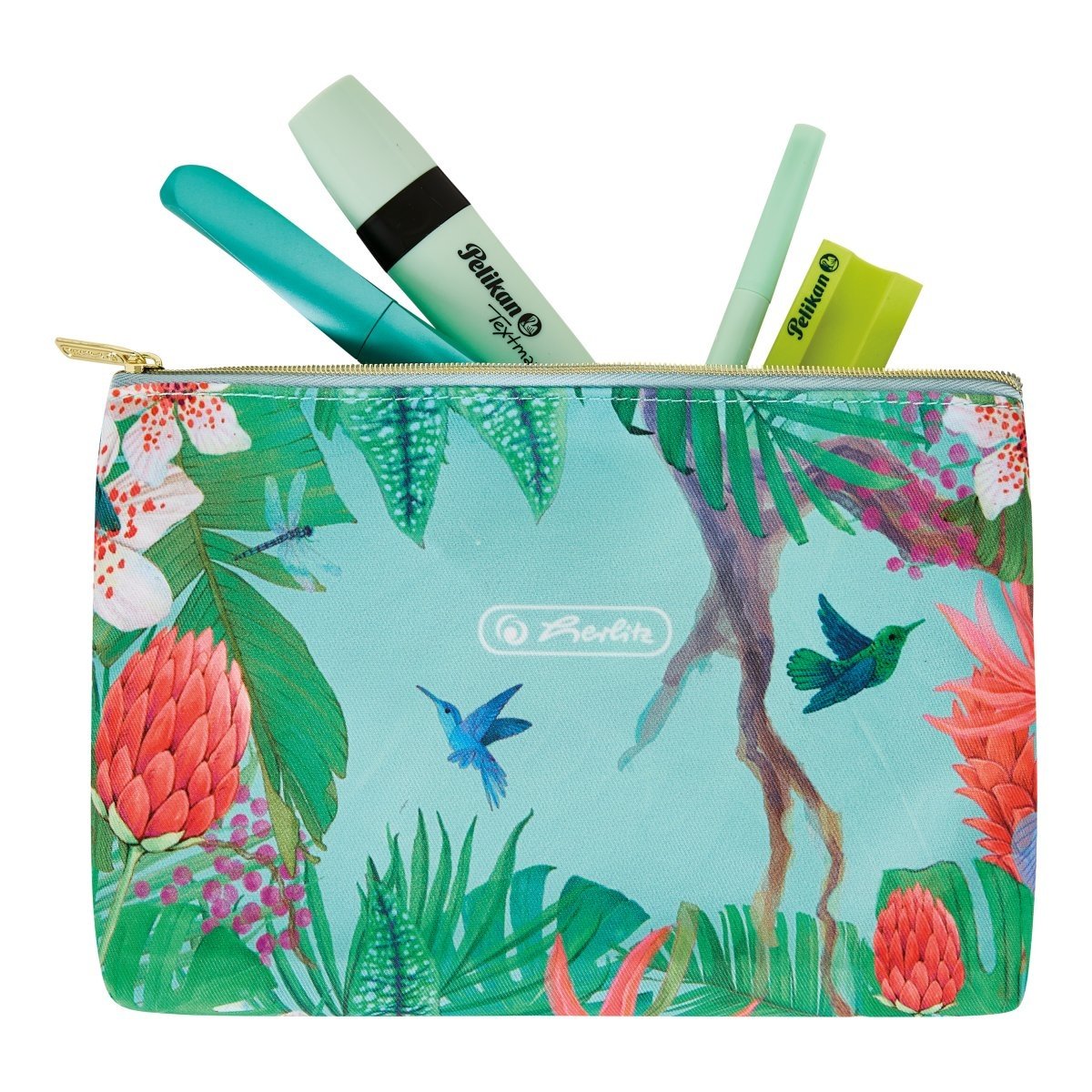 Penar neechipat fete, 1 fermoar, Dimensiuni 22 x 15 x 2.5 cm, plat tip Etui, Motiv Ladylike Jungle Herlitz - 2 | YEO