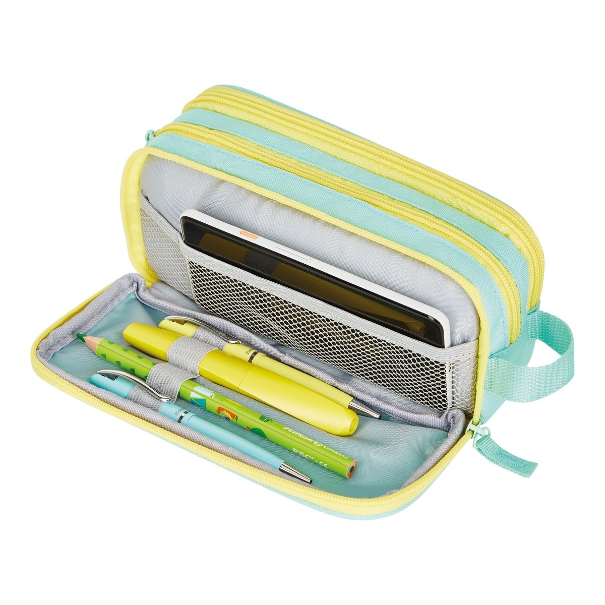 Penar tip Etui, Neon, 3 compartimente, Menta/Galben Herlitz - 1 | YEO