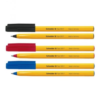 Pix fără mecanism Schneider Tops 505F, unică folosință, vârf fin, corp orange - scriere albastră/neagră/roșie