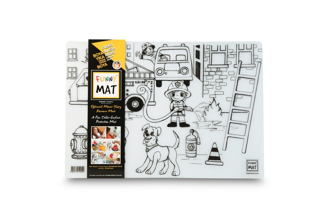 Planșă Funny Mat – Pompieri + cadou set instrumente de colorat