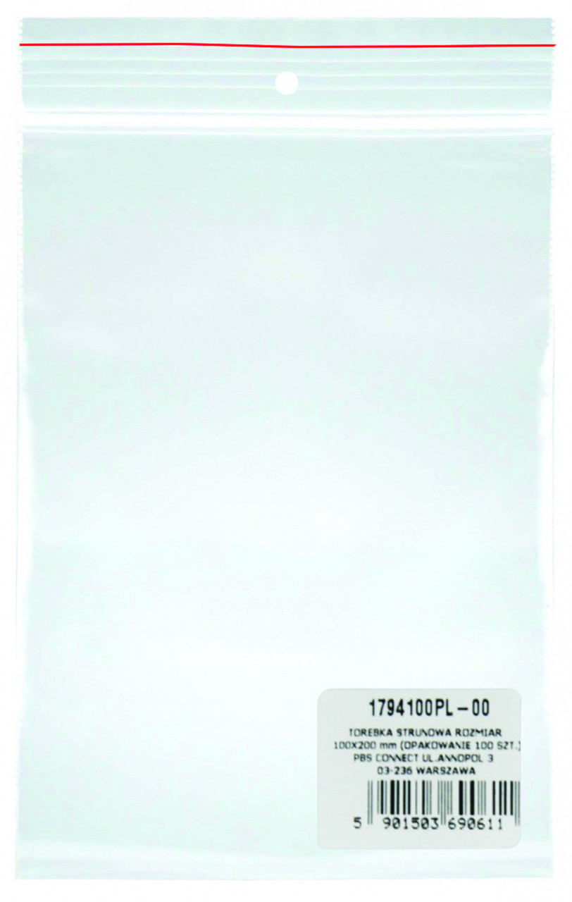 Pungi plastic cu fermoar pentru sigilare, 100 x 200 mm, 40 microni, 100 buc/set, DONAU -transparente