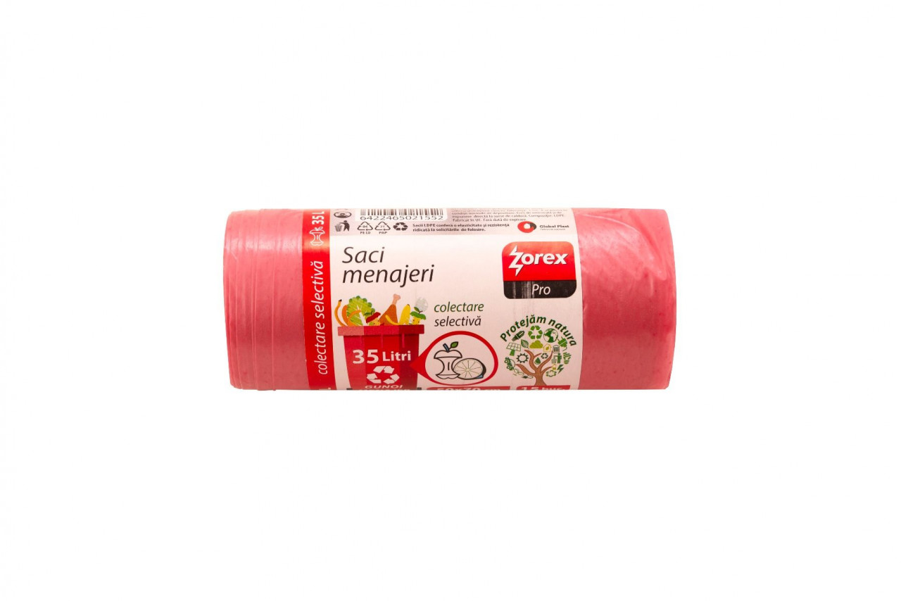 Saci colectare selectivă Zorex-Hârtie/Carton, 35L, 15 buc / rola - 1 | YEO