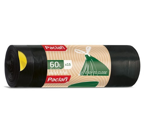 Saci menaj cu șnur Premium Paclan, 60L,10 buc/set