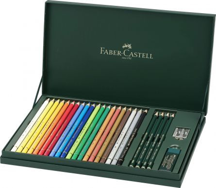 Set cadou 20 creioane colorate Faber-castell Polychromos+4 creioane grafit + accesorii - 2 | YEO