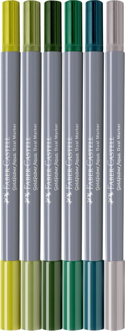 Set markere solubile 2 capete Faber-castel lettering jungle goldfaber, 6 buc/set - 2 | YEO