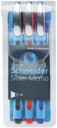 Set pixuri fără mecanism Schneider Slider Memo XB, rubber grip, accesorii metalice, 3 culori/set - (N, R, A)