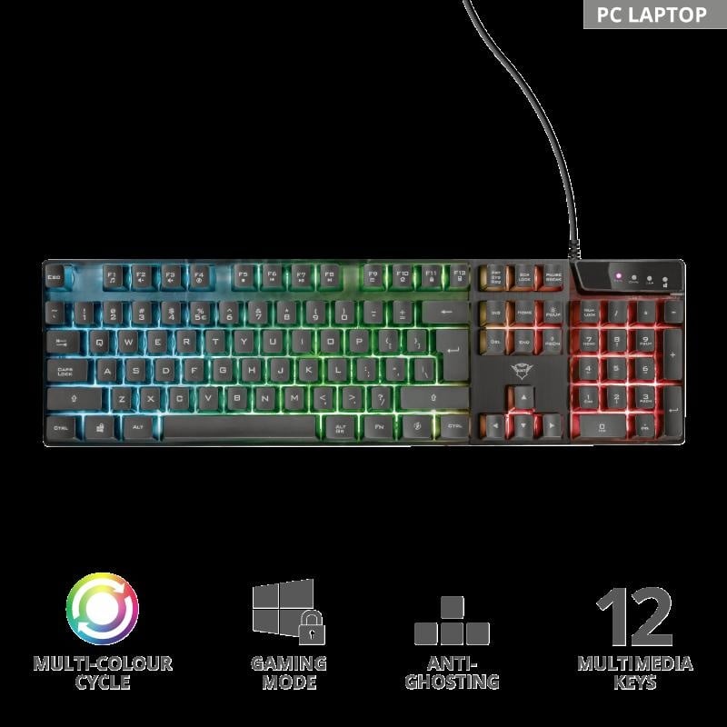 Tastatura Trust GXT 835 Azor cu fir, ng - 2 | YEO
