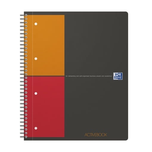 Agendă Oxford Internațional Active Book, A4+ 80 file, hârtie Optik 90g/mp, spiră dublă, scribzee, pătrățele, culoare portocalie (Copy 1)