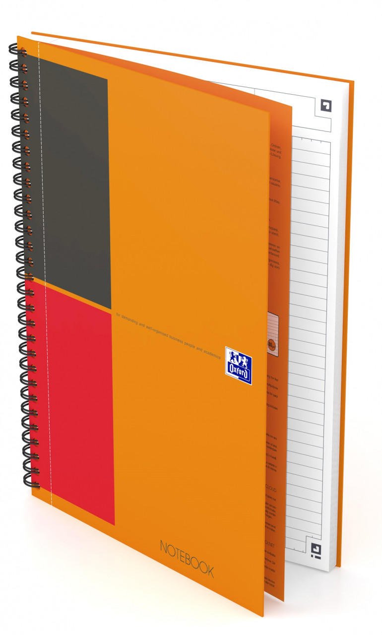 Caiet cu spirala B5, OXFORD Int. Notebook, 80 file-80g/mp, Scribzee, coperta carton rigid - dictando