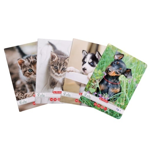 Caiet Herlitz motiv Cats Dogs, A5, 36 file, hârtie 80g/Mp Fsc Mix, Tip I