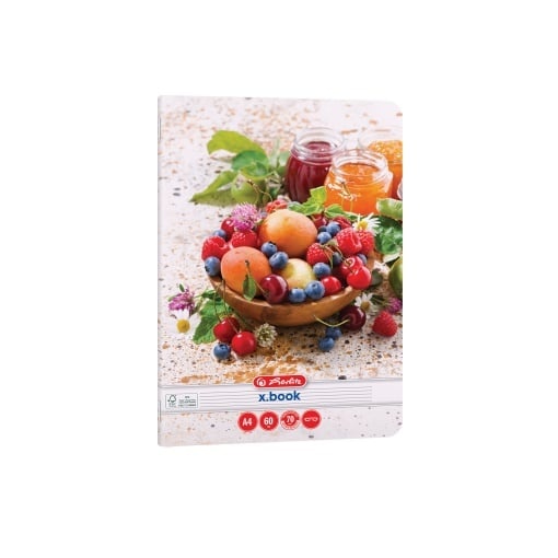 Caiet Herlitz motiv Healthy Snack, A4, 60 file, hârtie 70g/Mp Fsc Mix, colțuri rotunjite, dictando - 1 | YEO