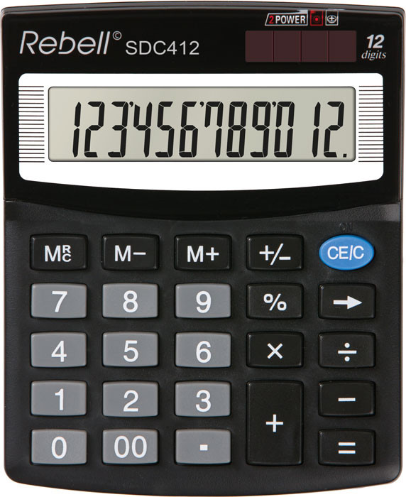 Calculator de birou, 12 digits, 125 x 100 x 27 mm, Rebell SDC 412 - negru
