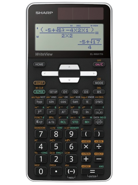 Calculator stiintific, 16 digits, 422 functii, 166x80x14 mm, dual power, SHARP EL-W531TGWH - alb/neg