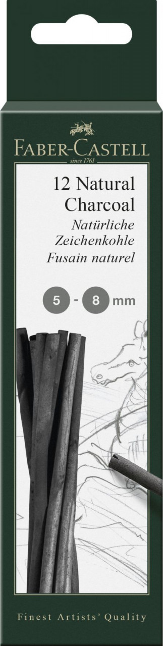 Cărbune natural Faber-Castell Pitt Monochrome 5-8 Mm, 12 buc