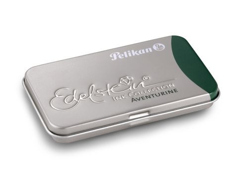 Caseta metalica Edelstein, set 6 patroane,verde aventurin, Pelikan.