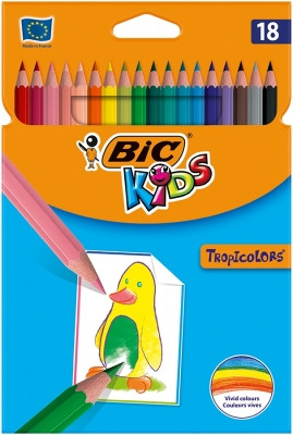 Creioane colorate 18 culori/set Tropicolors Bic