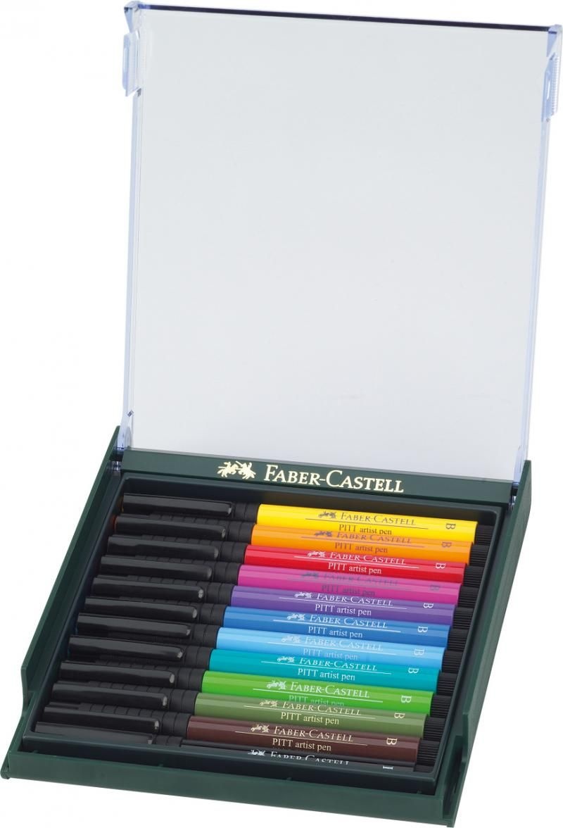 Cutie 12 culori Faber-Castell Pitt Artist Pen, nuanțe basic - 1 | YEO