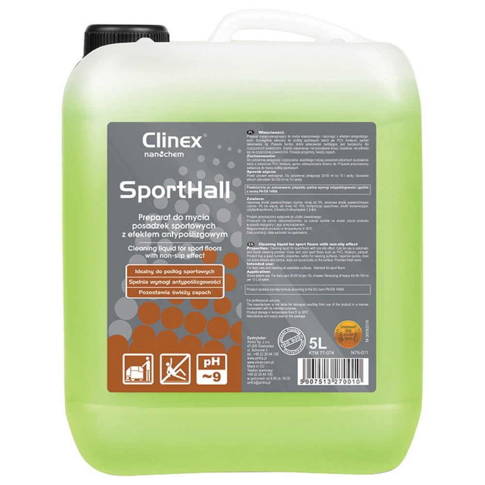 Detergent lichid, pentru curățare pardoseli săli de sport Clinex Sport Hall, anti-derapant, 5 litri