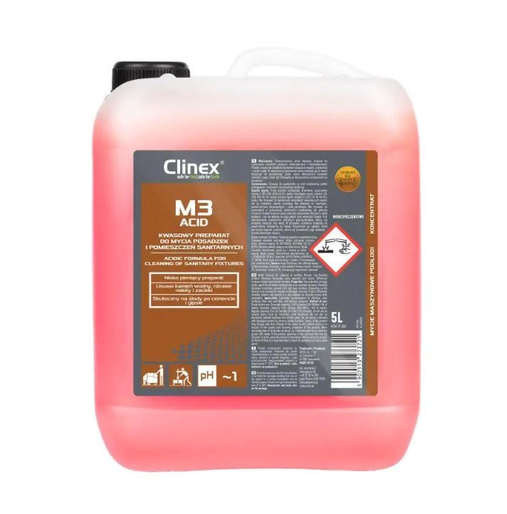 Detergent pentru suprafețe sanitare, curată și neutralizează suprafețele Clinex M3 Acid, 5L