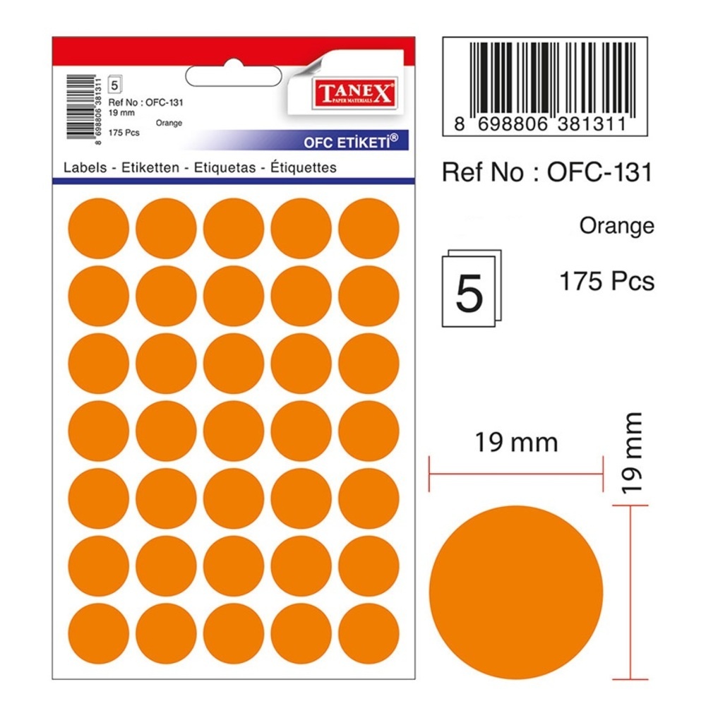 Etichete autoadezive color Tanex, D16 mm, 480 buc/set - 2 | YEO
