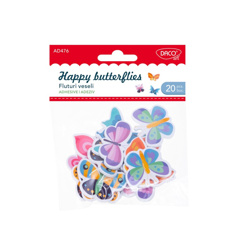 Fluturi veseli din spuma autoadeziva - Accesorii craft Daco Fluturi veseli din spuma autoadeziva - Accesorii craft Daco