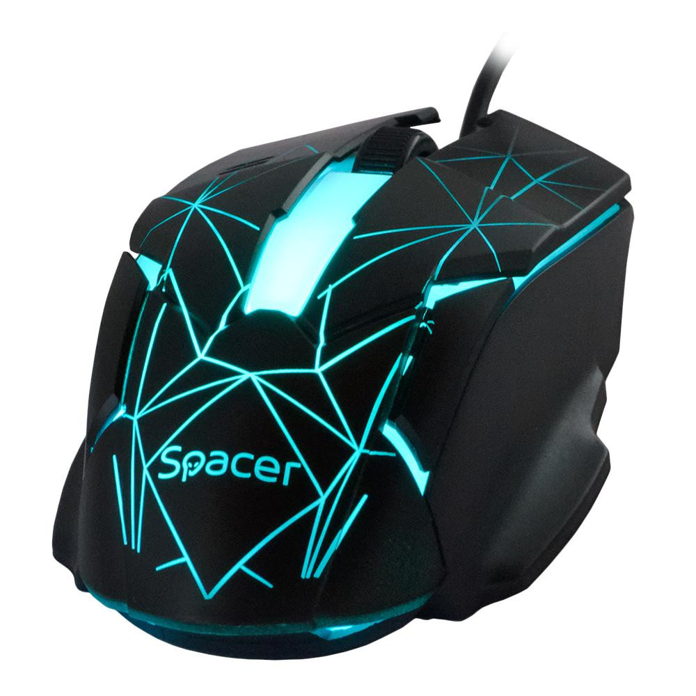 KIT Gaming Tastatura si Mouse Spacer SP-GK-01 cu fir, USB, tastatura RGB rainbow + mouse optic 7 culori, - 3 | YEO