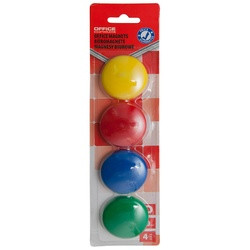 Magneți formă rotundă, diametru 40mm, 4 buc/blister - culori asortate, Office Products