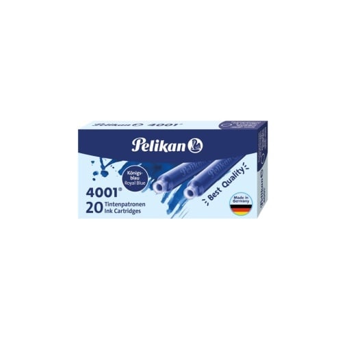 Patroane cerneală Pelikan 4001, dimensiune standard, culoare albastru royal, set 20 buc