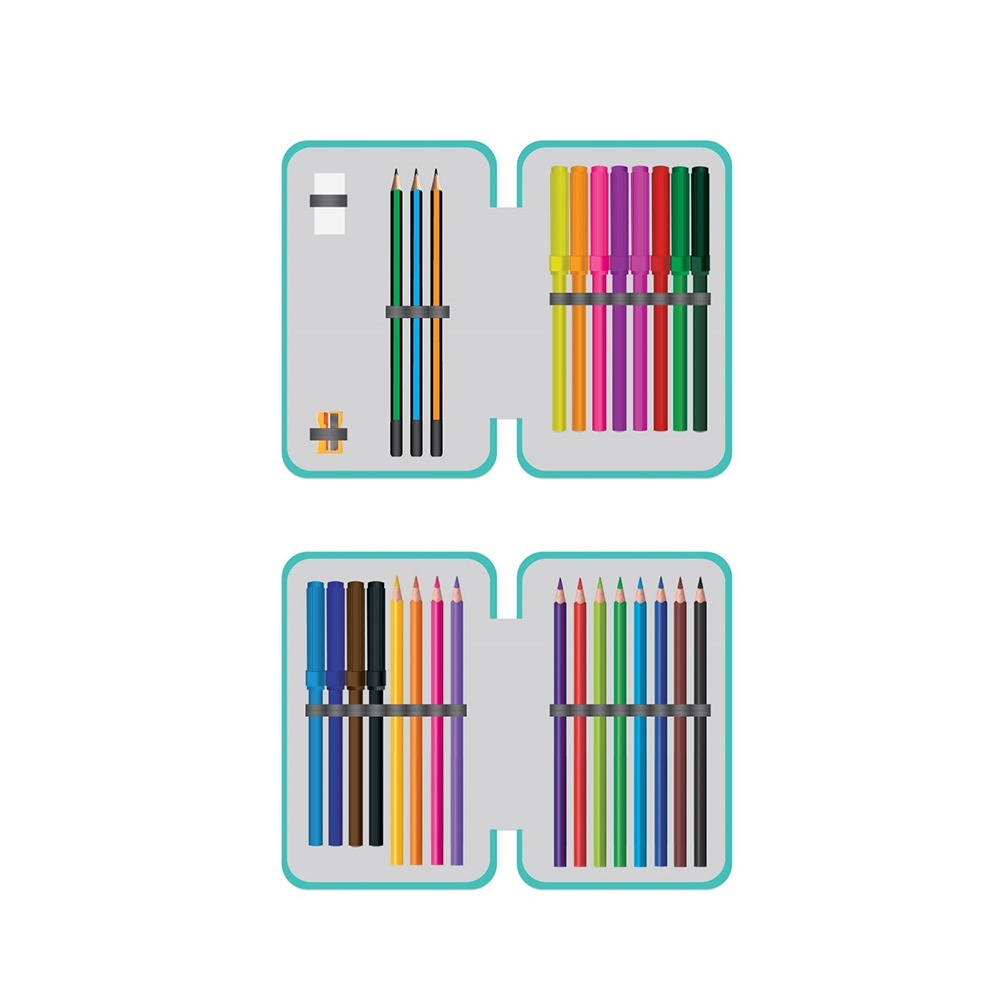 Penar fete echipat S-COOL Rainbow, 2 fermoare, 29 piese, 14x5x20 cm - 1 | YEO