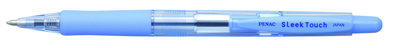 Pix cu mecanism Penac Sleek Touch rubber grip, 1.0mm, accesorii albastru pastel, scriere albastru