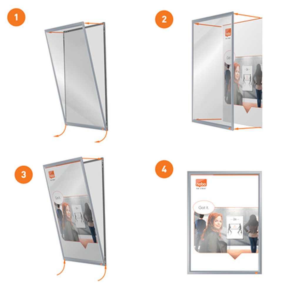 Ramă pentru perete, aluminiu, cu clip, A4, gri, NOBO Impression Pro - 3 | YEO