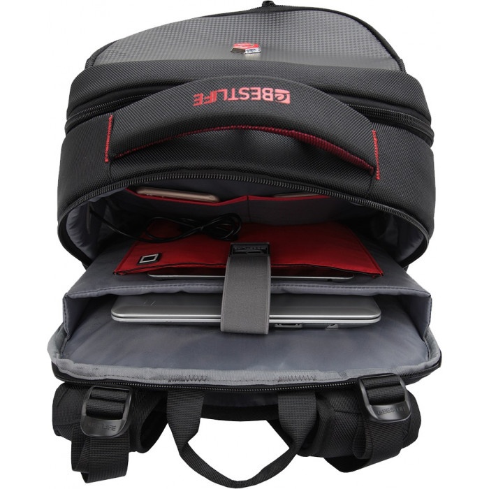 Rucsac Bestlife Gaming Snake Eye - negru/rosu-laptop 17 inch, compartiment anti-vibratie, charge USB - 1 | YEO
