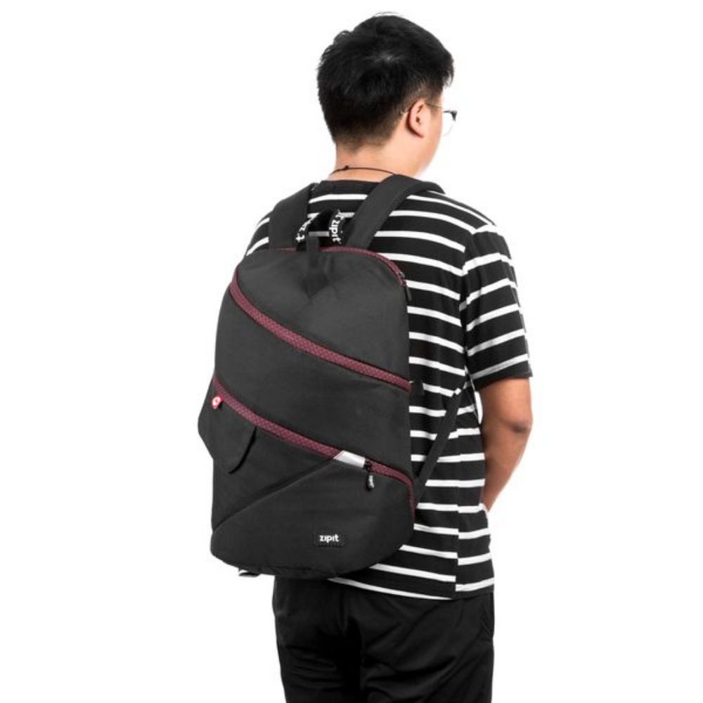 Rucsac ZIPIT Looper Premium - negru/bordeaux - 3 | YEO