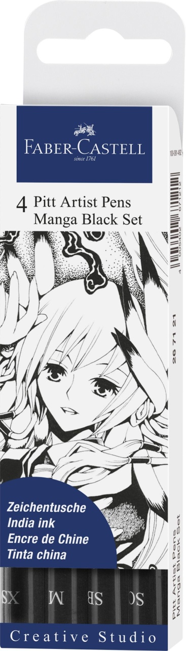 Set 4 buc Faber-Castell Pitt Artist Pen Manga, negru