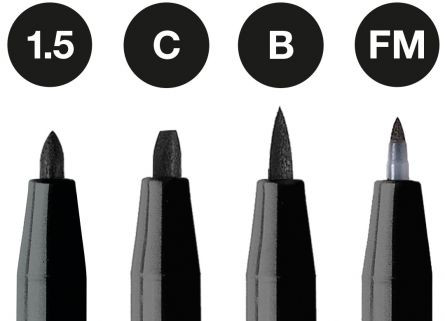 Set 4 buc marker Faber-Castell Pitt Artist Pen ( 1.5,C,B,FM), negru - 2 | YEO