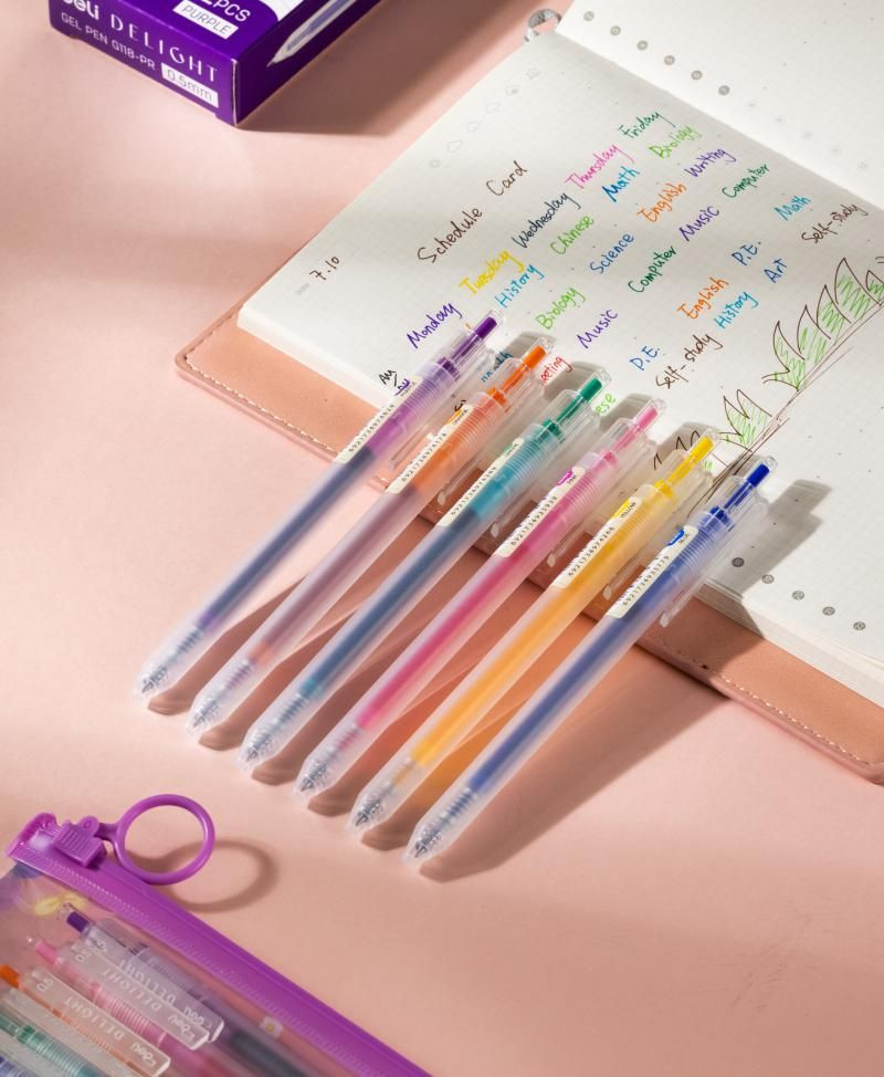 Set 6 bucati pixuri cu gel Deli Delight , cu mecanism, 0.5 mm, diverse culori - 3 | YEO