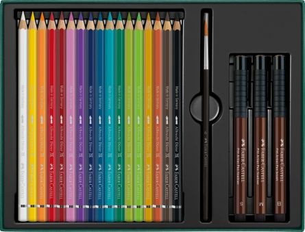 Set cadou Faber-Castell, 17 creioane colorate A.Durer + 3 Pitt Artist Pen + pensulă - 2 | YEO