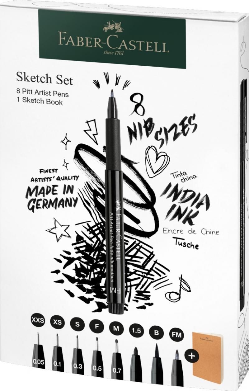 Set Faber-castell Pitt artist pen sketching 8 bucati + sketchbook