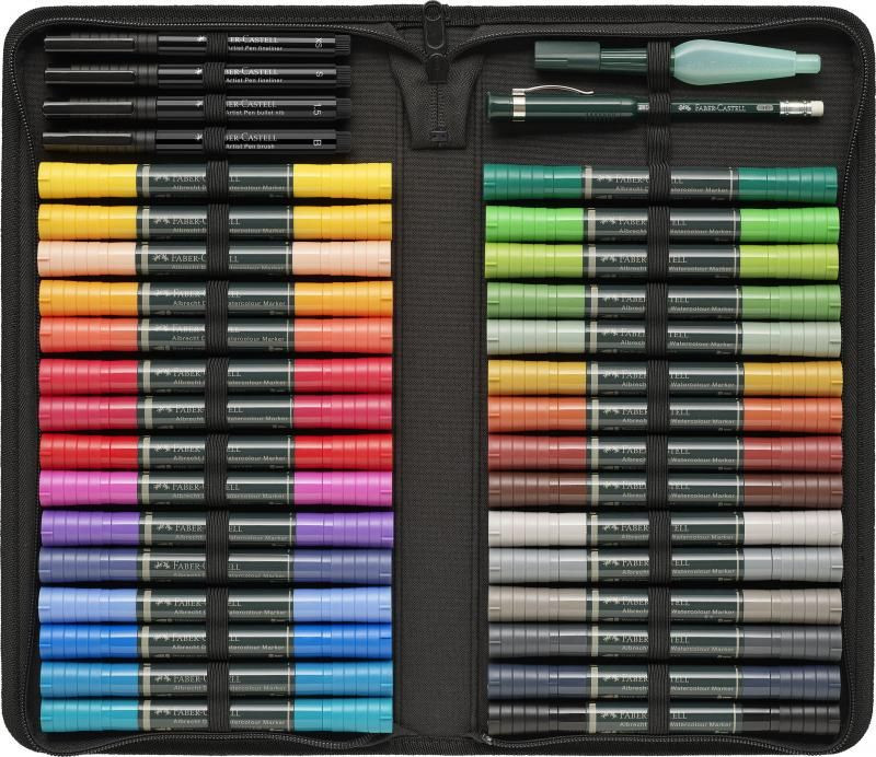 Set markere solubile Faber-Castell Albrecht Durer, 30 buc+ 4 buc Pitt Artist Pens + Perfect Pencil + pensulă - 2 | YEO
