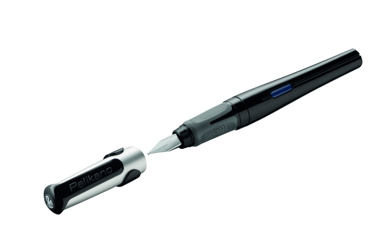Stilou Pelikano, penița M, grip ergonomic, pentru dreptaci, 1 patron mare albastru inclus, în cutie de carton - 1 | YEO