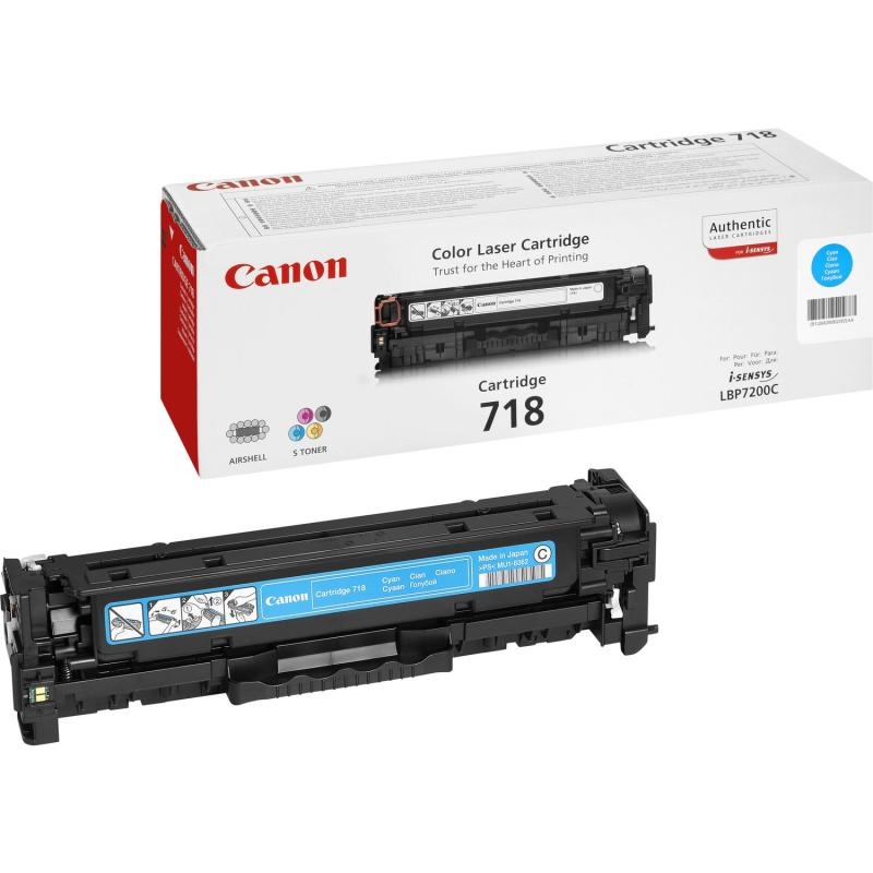 Toner Canon CRG718C, cyan, capacitate 2900 pagini, pentru LBP-7200Cdn - 1 | YEO