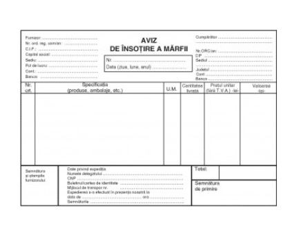 Aviz de însoțire a mărfii A5, 3 exemplare/set, 50 seturi, 150 file RQ