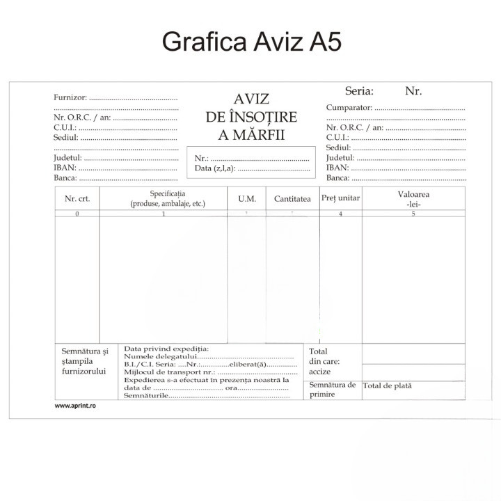 Aviz de însoțire a mărfii personalizat - 2 | YEO