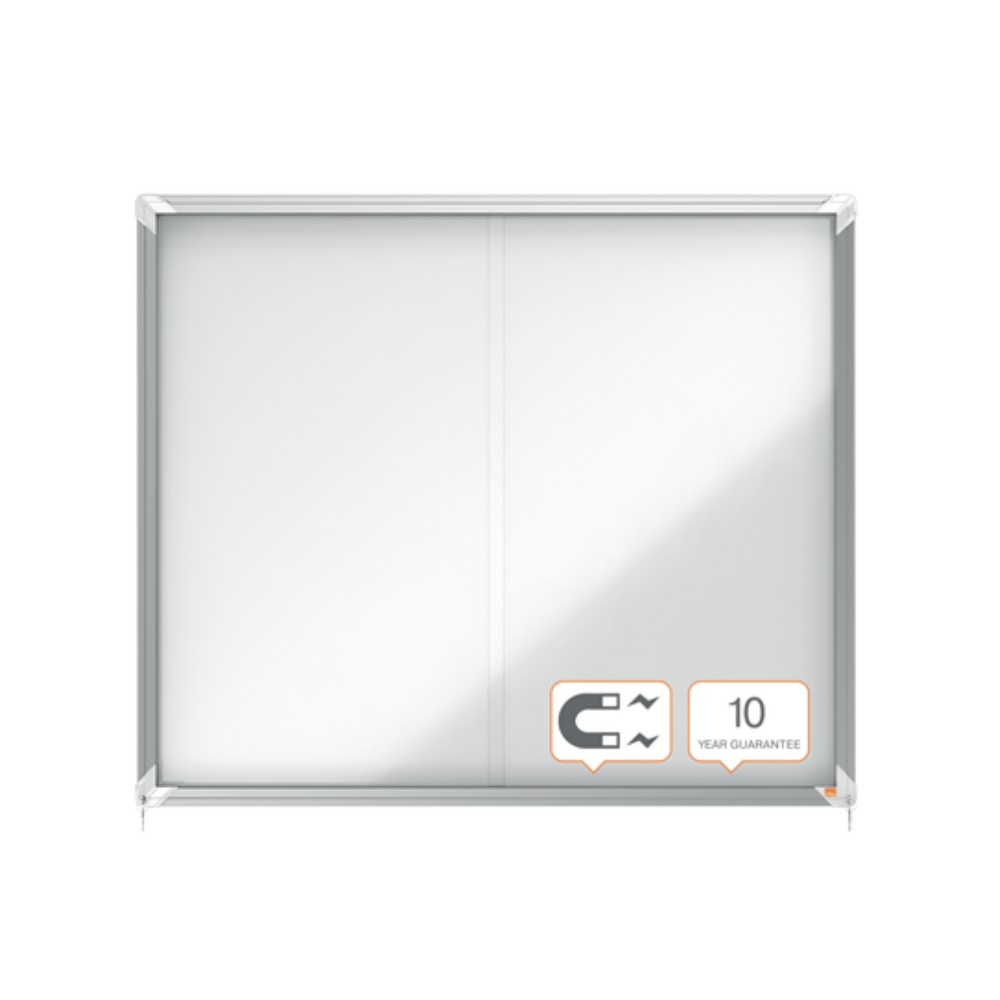 Avizier interior, oțel emailat, 15x A4, geam glisant și cheie, magnetic, alb, NOBO Premium Plus - 2 | YEO